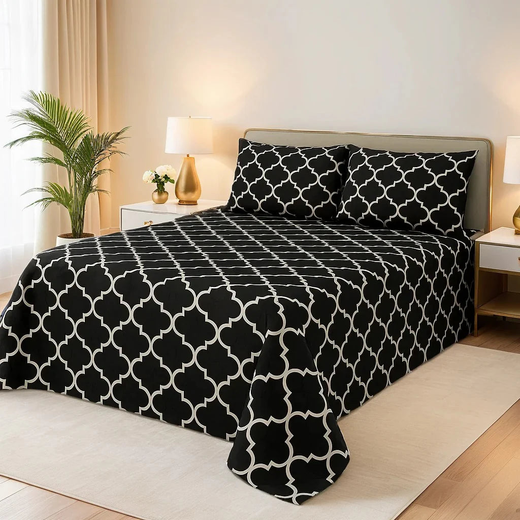 BLACK PENDORA BEDSHEET SET - 3 PCS