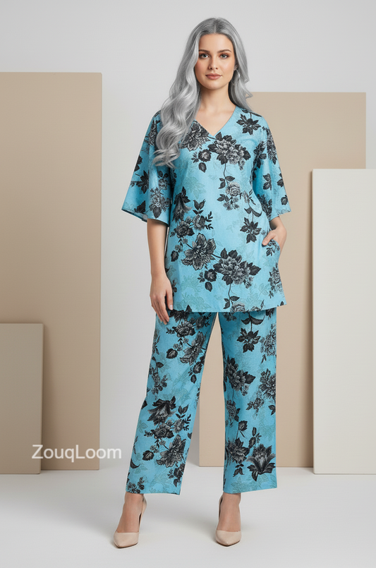 Premium Cotton 2pc All Over Printed ( Polo )