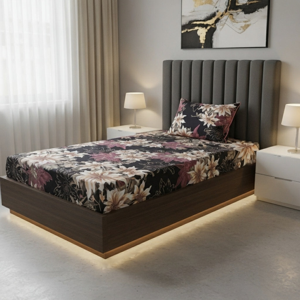 NOIRFLORA SINGLE BEDSHEET SET