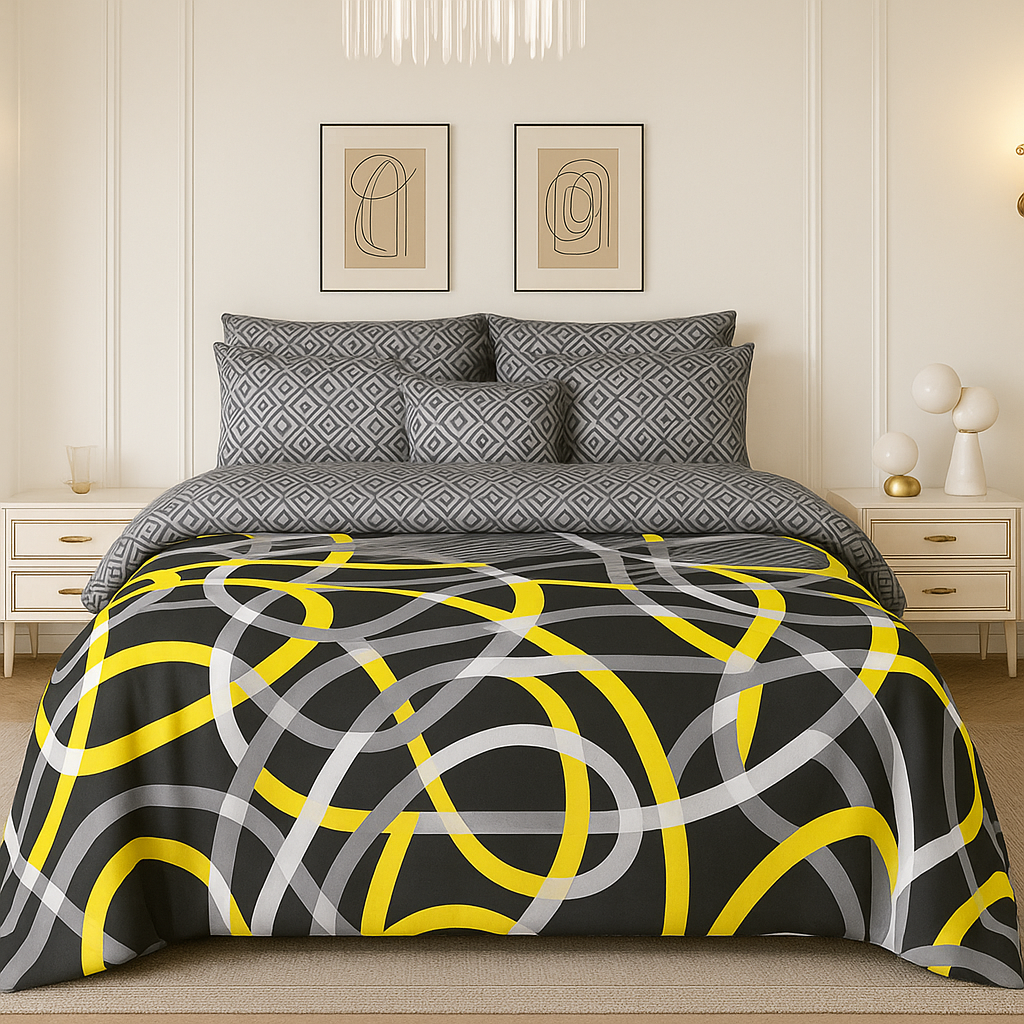 YELLOW COMFORTER SET- 7 PCS