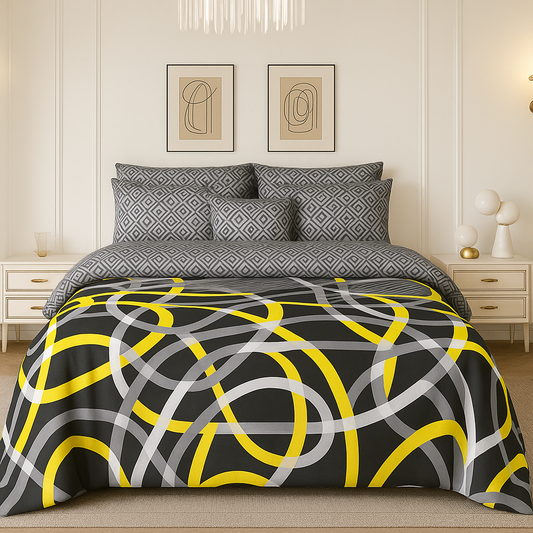 YELLOW COMFORTER SET- 7 PCS