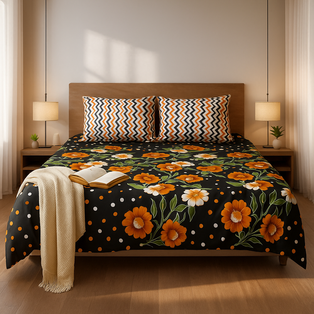 MIDNIGHTBLOOM BEDSHEET SET - 3 Pcs