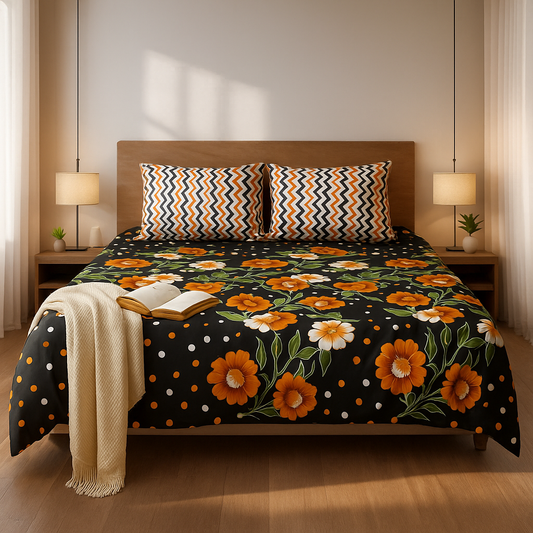 MIDNIGHTBLOOM BEDSHEET SET - 3 Pcs