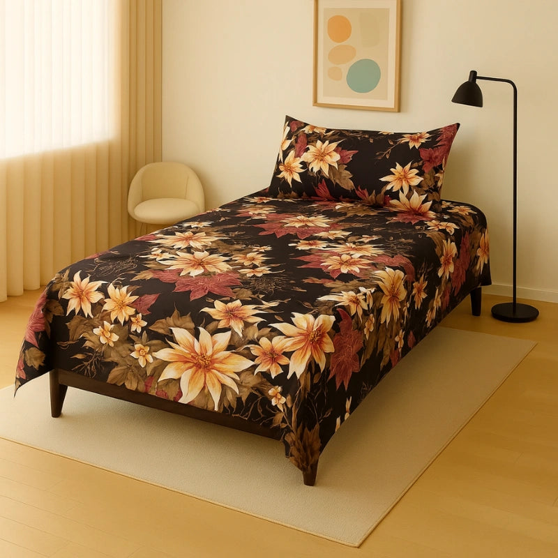 NOIRFLORA SINGLE BEDSHEET SET