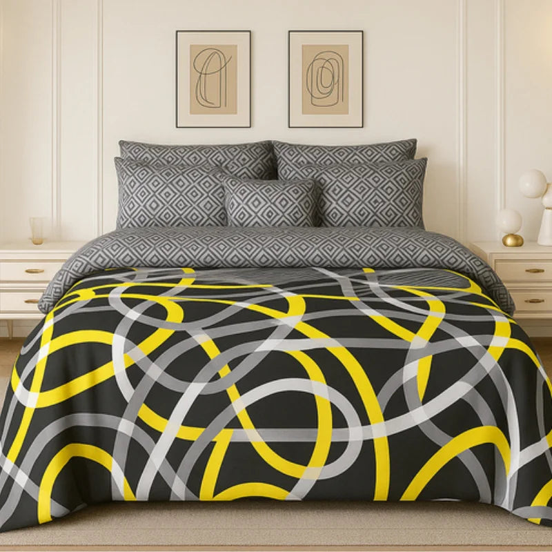 YELLOW COMFORTER SET- 7 PCS