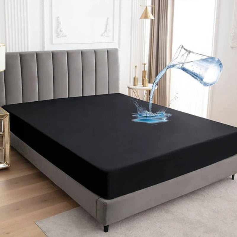FITTED WATERPROOF MATTRESS PROTECTOR - BLACK