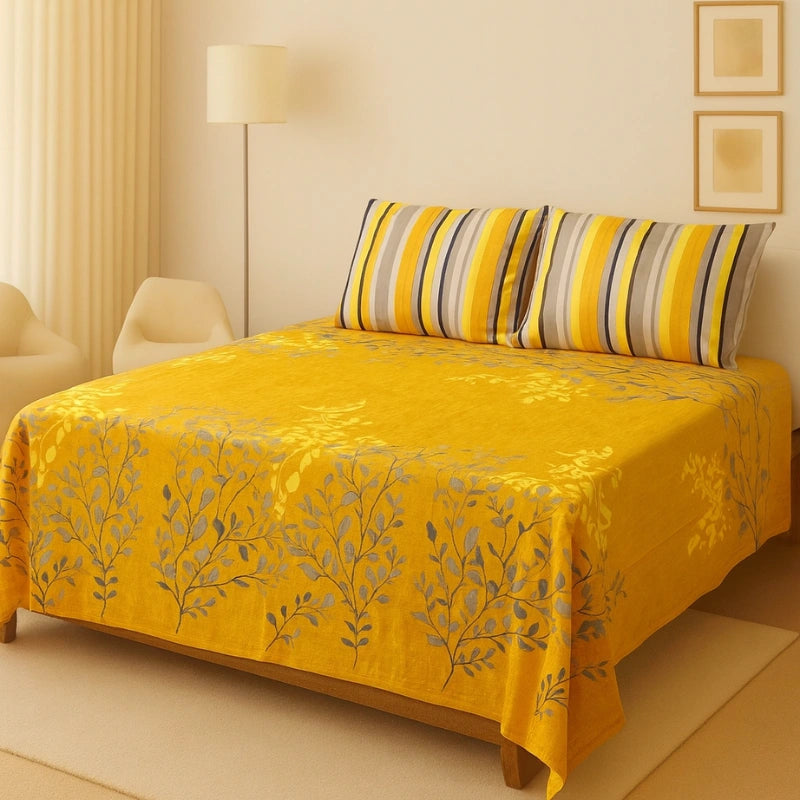SAFFRON BEDSHEET SET - 3 Pcs